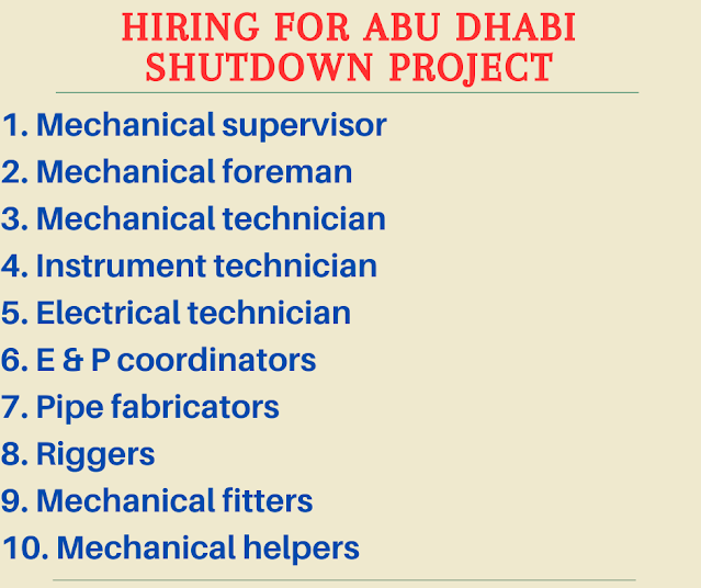 Hiring for Abu Dhabi Shutdown Project