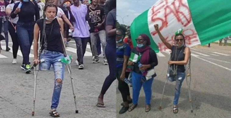 Nigerians raise more than N3million to acquire prosthetic leg for disabled lady who joined #EndSARS peaceful protest