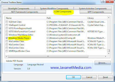 Cara Menambahkan Windows Media Player Pada Toolbox VB .NET
