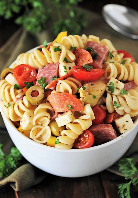 Serving Bowl of Antipasto Pasta Salad Image