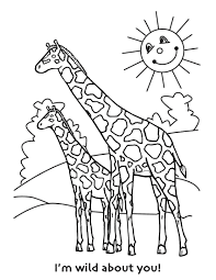 Cute Mom And Baby Giraffe Coloring Sheet At Forest