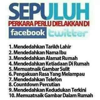 10 perkara perlu dielakkan di Facebook & Twitter