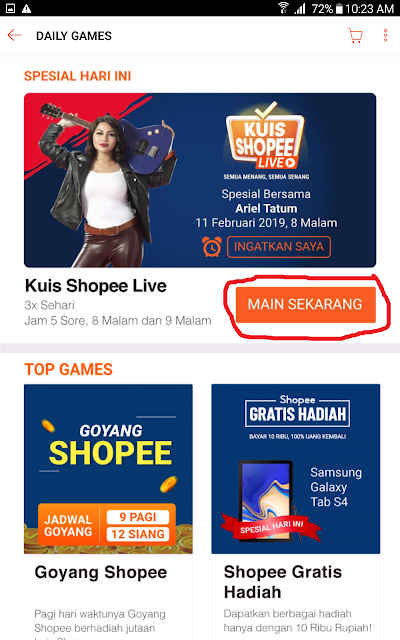 Daily Game Opsi Kuis Shopee LIVE.