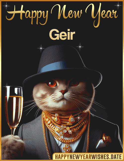 Happy New Year Cat Funny Gif Geir