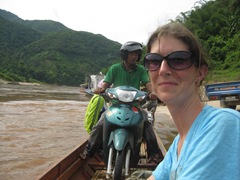 Ferry across the river Nam Ou in Muang Khoua, Laos