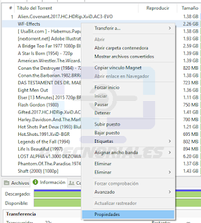 Propiedades del torrent