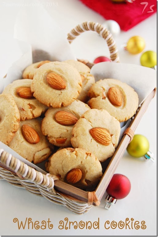 Eggless wheat almond cookies