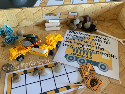 Construction truck preschool sensory and academic activities for homeschool