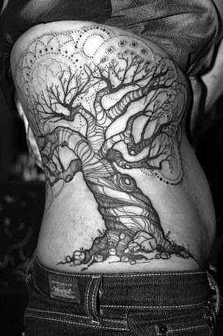Women Hip With Incredible Christmas Flower Tree, Christmas Tree Designs On Women Hip Tattoo, Hot Women Hip With Christmas Tree, Christmas Tattoos,