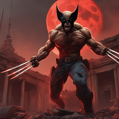 Wolverine red moon background ai generated hd wallpaper