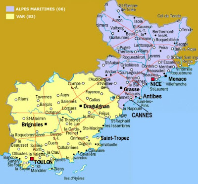 Printable South of France map