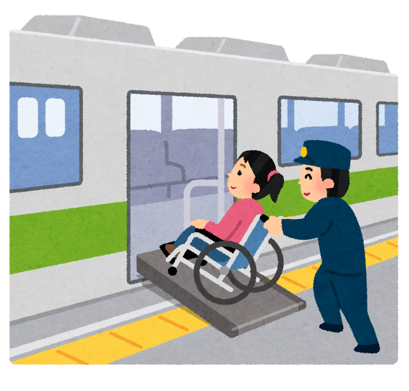 電車に乗る車椅子の人のイラスト かわいいフリー素材集 いらすとや