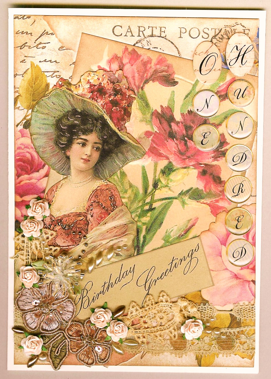 Nostalgic Collage': 100th Birthday Card - Victorian Inspired
