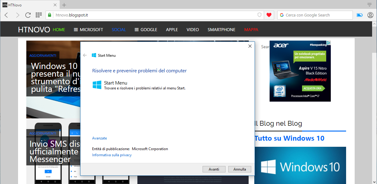 Fix problemi Menu Start Windows 10 HTNovo