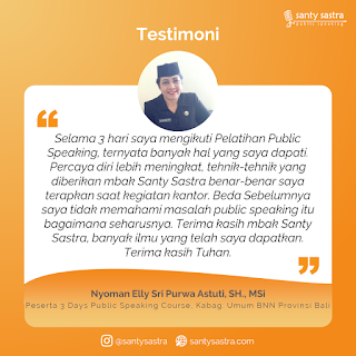 Testimoni Santy Sastra Public Speaking