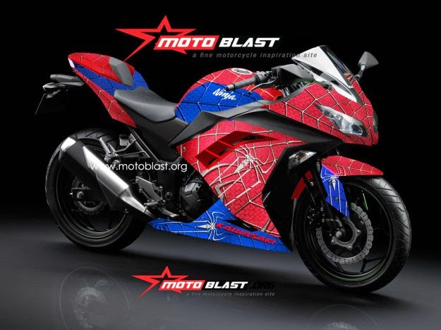 modifikasi ninja 250r fi motif spiderman