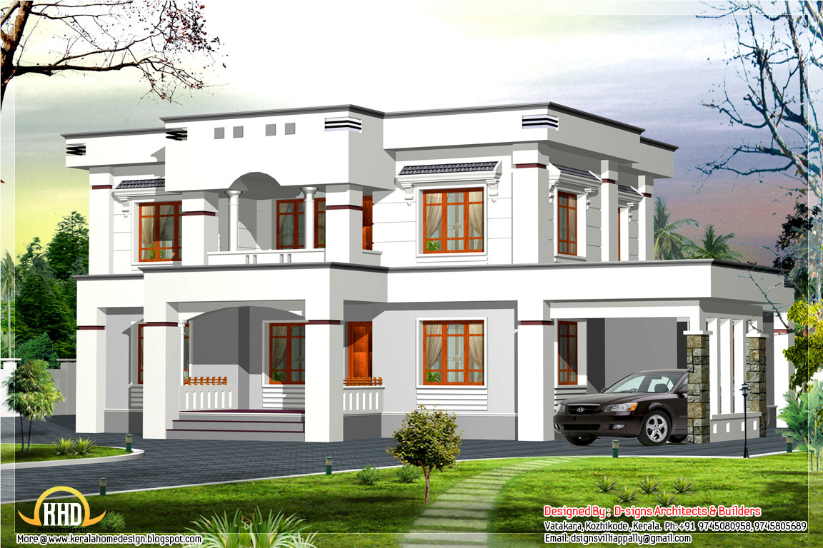 Stylish flat roof home design - 2400 sq.ft. | home appliance