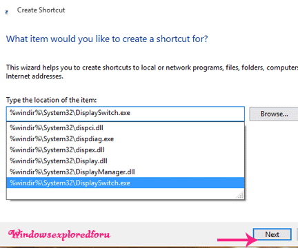 Display Switch Shortcut in Windows 10