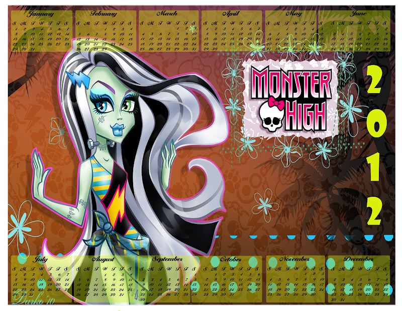 Free Printable Monster High Calendar 2012 title=
