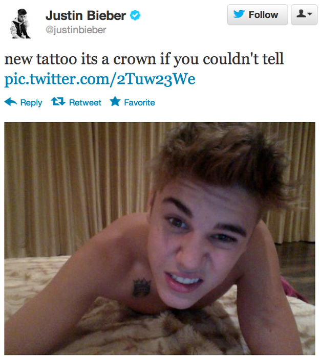 WTF : Justin Bieber Nak Tunjuk Tatu 'Cute' Dia (Gambar 