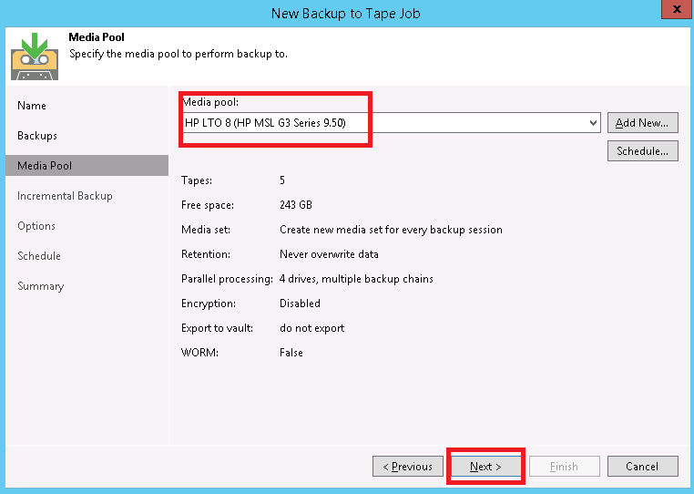 How to Create Backup Job on Tape in Veeam Backup and Replication