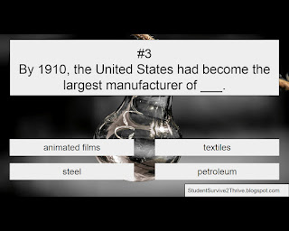 By 1910, the United States had become the largest manufacturer of ___. Answer choices include: animated films, textiles, steel, petroleum