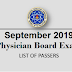 September 2019 Physician Board Exam Result, Top 10 Passers