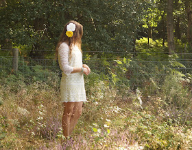 the perfect white lace dress in the countryside