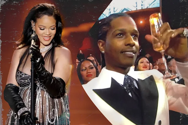 A$AP Rocky cheering on Rihanna’s performance at the Oscars