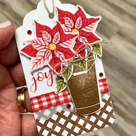 Sunny Studio Stamps: Petite Poinsettias Customer Christmas Themed Tag by Maria Helena de Lama
