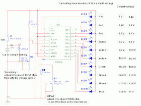 Using LM3914 Test a car battery voltage Circuit Diagram Using LM3914 Test a car battery voltage Circuit Diagram