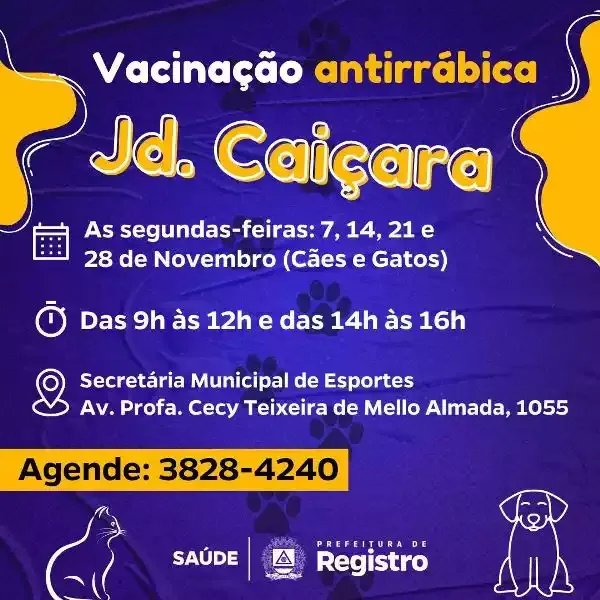 Vacinação Antirrábica no Caiçara  em Registro-SP