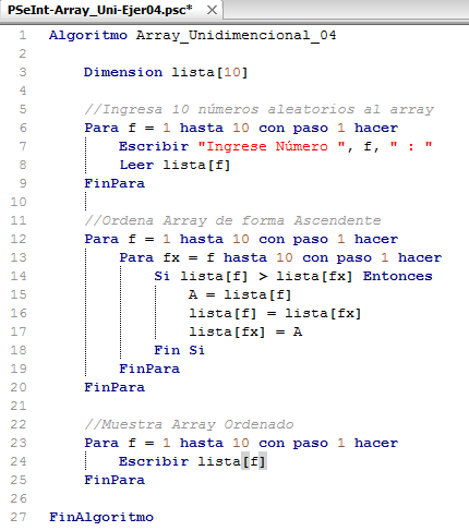 Pseint Arrays Vectores Ejercicio 04 Codigos