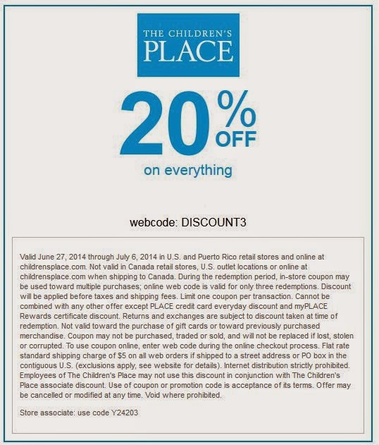 childrens place coupons 2018