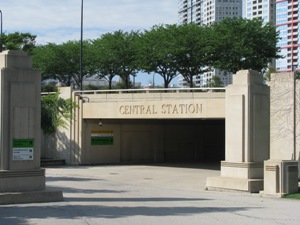 Underpass leading to the 18th Street pedestrian bridge in Chicago, Illinois