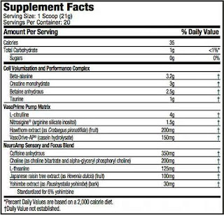 Ingredientes de Muscletech VAPOR 1