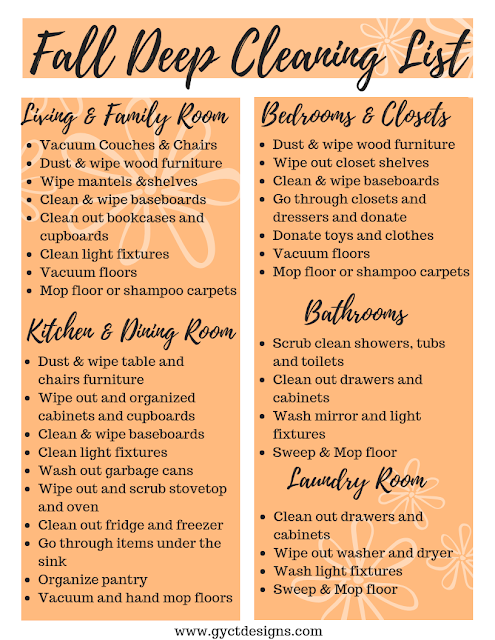 fall deep cleaning checklist