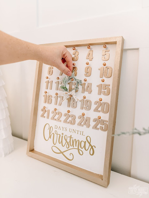 Christmas countdown calendar made from Dollar Store supplies.