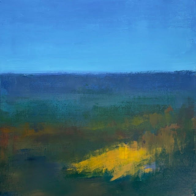 Steve Allrich painting of a Cape Cod marsh in late summer, at twilight