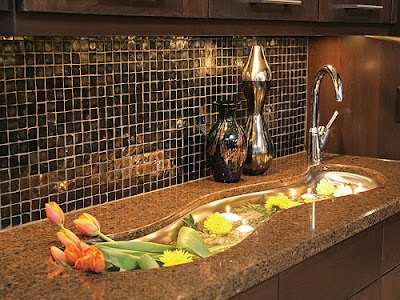 Glass Kitchen Counter Tops on Cambria Quartz Countertops With A Glass Tile Backsplash  Medium Stain