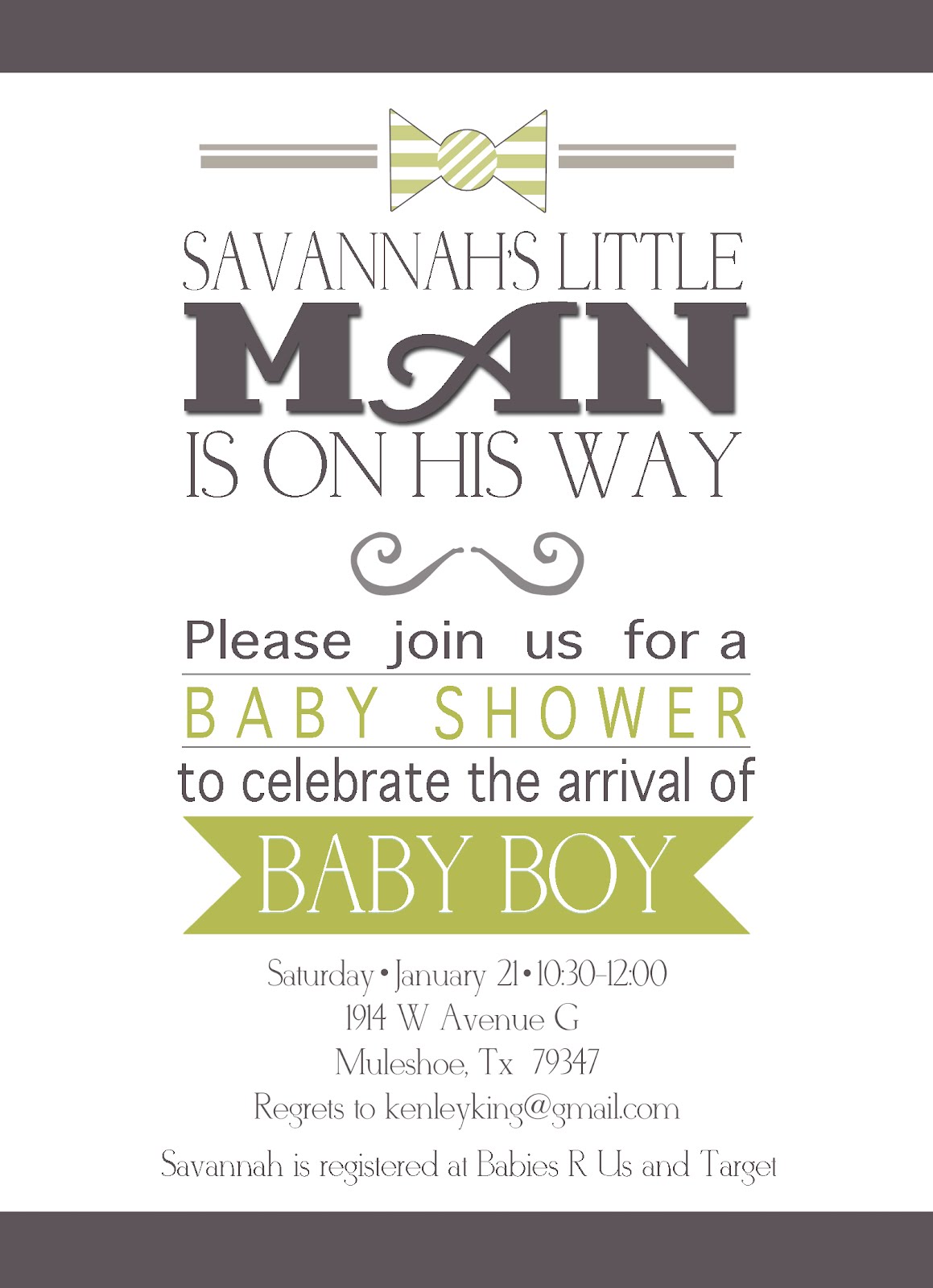 ... man baby shower this was the invitation that matched her baby bedding