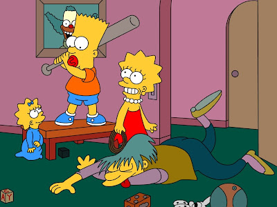 wallpaper simpson. bart and lisa simpson with her