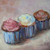 Three Cupcakes, Oil Painting by AZ Artist Amy Whitehouse