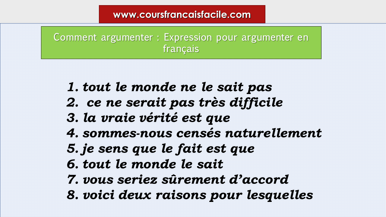 Comment Argumenter Expression Pour Argumenter En Francais