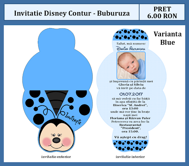 invitatii botez contur Buburuza