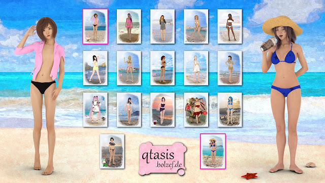 Intro Screen für das Projekt Qtasis. Mit Emmi und Starla, sowie Miniaturansicht der 17 meist geliketen Cuties. |  Intro screen for the Qtasis project. With Emmi and Starla, as well as a thumbnail view of the 17 most liked cuties.