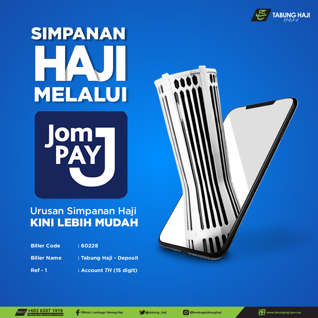 Cara Mudah Deposit Simpanan Tabung haji Guna JomPay Melalui Maybank2U