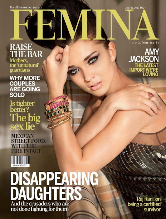 amy jackson on the cover of femina magazine india july 2012.