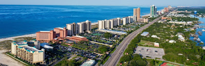 aerial view of rental condos on beach | Gulf Shores AL