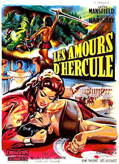 LES AMOURS D'HERCULE. Cartel. Francia. Arte: Jean Mascii. LAS AVENTURAS DE HÉRCULES. Gli amori di Ercole. 1960. Italia, Francia. Dirección: Carlo Ludovico Bragaglia. Reparto: Jayne Mansfield, Mickey Hargitay, Massimo Serato, René Dary, Moira Orfei, Gil Vidal, Tina Gloriani, Giovanna Galletti, Barbara Florian, Sergio Calò, Cesare Fantoni, Antonio Gradoli, Rossella Como.